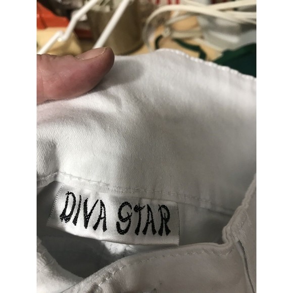 Diva Star Push Up Medium Rise Jeans White Capri Embellished - Picture 8 of 15